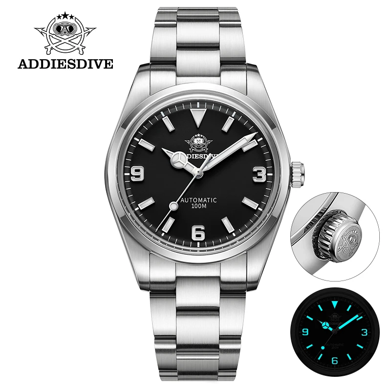 Laddies Dive Explorer Climbing Watch Automatic Mechanical 38Mm Vintage Black Dial Domed Sapphire Luxury Brand Mens Diver Watches
