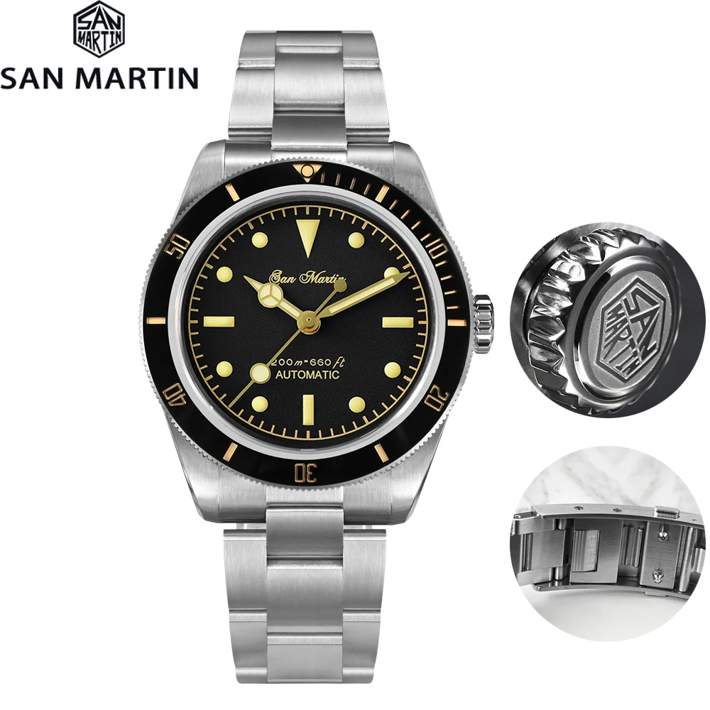 San Martin Sn004 Aggiornato 38Mm 6200 Orologio Subacqueo Per Uomo 6200 Nh35 Orologi Meccanici Automatici Zaffiro Di Lusso Impermeabile 200M