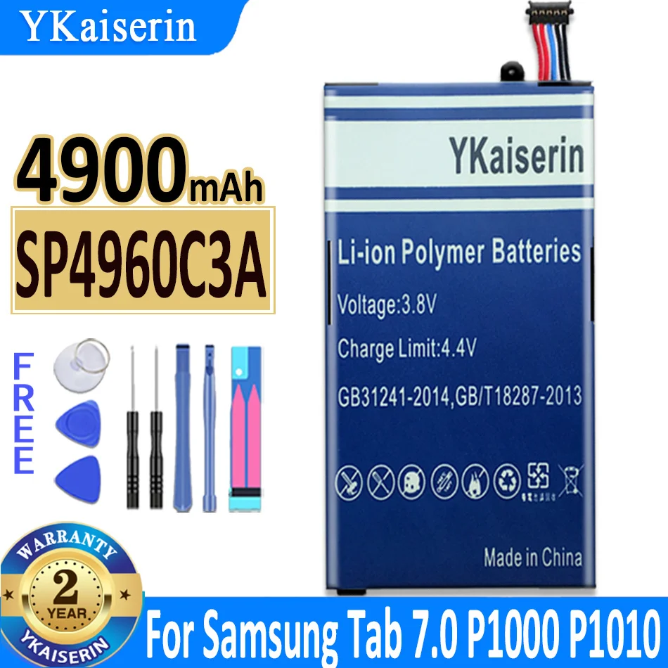 Sp4960C3A Batteria Sostitutiva Per Tablet 4900Mah Per Samsung Galaxy Tab 7.0 7 "P1000 P1010 Gt-P1000 Gt-P1010 Batteria + Strumenti Gratuiti