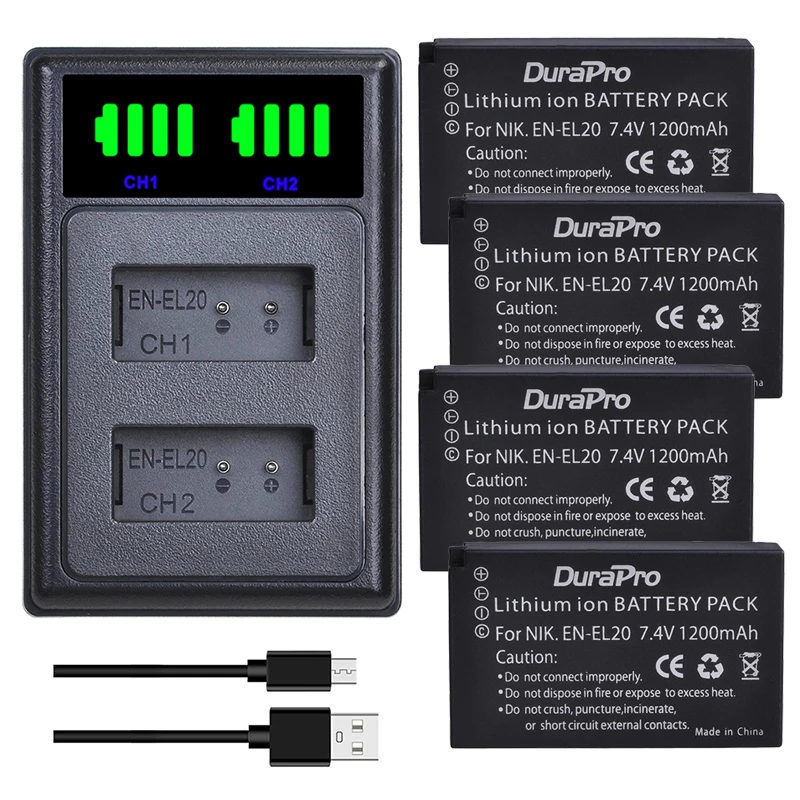 En-El20A En-El20 Batteria Bateria + Caricabatterie Per Nikon Coolpix P1000 P950 1 J1 J2 J3 Dl24-500 Blackmagic Pocket Cinema Camera Part