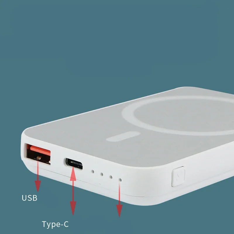 Power Bank 10000Mah Power Bank Portatile Powerbank Wireless Magnetico Magsafe Alimentatore Mobile Con Clip Posteriore Ultrasottile