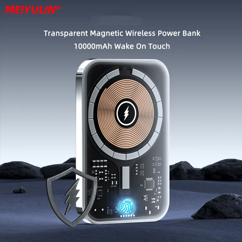 Powerbank Magnetico Wireless Trasparente 10000Mah Caricabatteria Esterno Portatile Caricabatterie Rapido Powerbank Per Magsafe Iphone 14 Xiaomi