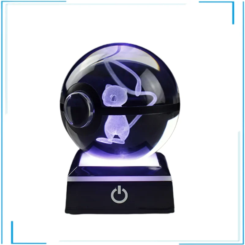 Pokemon 3D Crystal Ball Pikachu Figure Pokeball Incisione Crystal Charizard Model Con Led Light Base Toys Regalo Di Natale Anime
