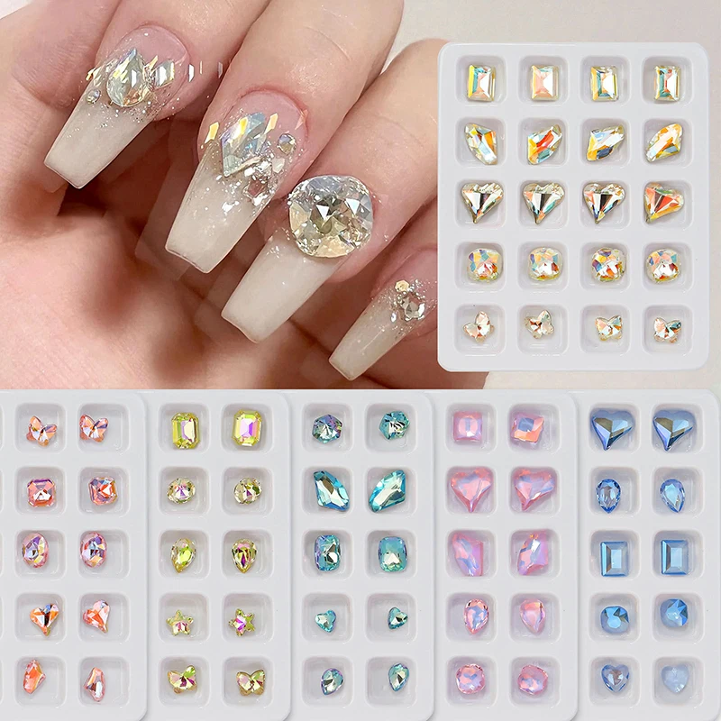 K9 Nail Diamond Jewelry Light Sea Blue Shaped Bottom Diamond Super Sparkling Twisted Heart Ovale Nail Crystal Diamond