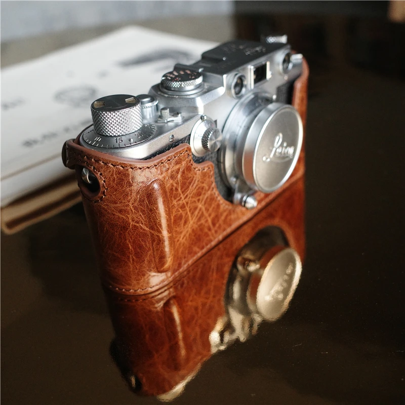 Custodia Protettiva In Vera Pelle Di Vacchetta Con Manico In Pelle Bovina Custodia Per Fotocamera Da Lavoro Manuale Per Leica Iiif 3F Iiic 3C