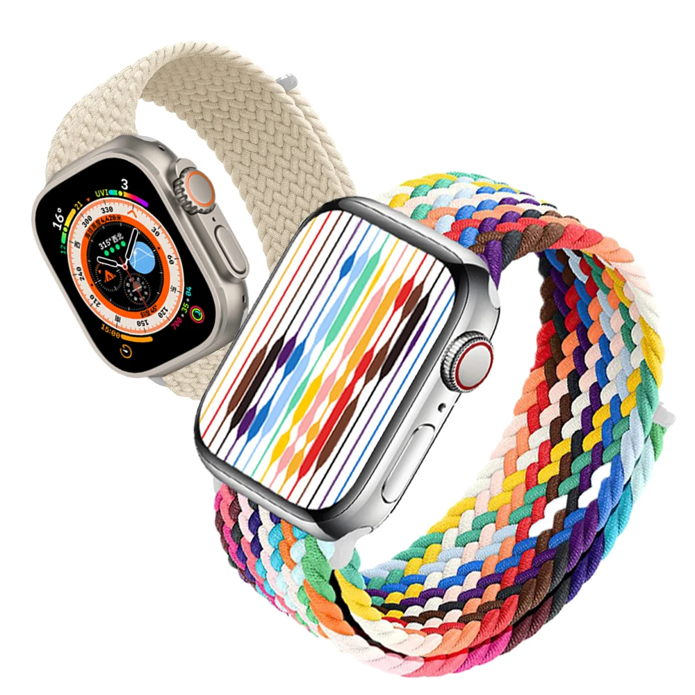 Anello Intrecciato Per Cinturino Apple Watch 44Mm 40Mm 45 41Mm 38Mm 45 Mm Bracciale Elastico Solo Serie 8 Se 7 3 6 Cinturino Smart Watch Corre