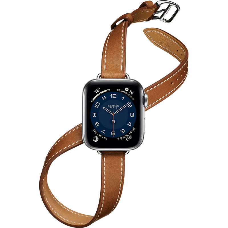 Attelage Double Tour Per Cinturino Apple Watch 41Mm 45Mm 40Mm 44Mm 49Mm Cinturino In Vera Pelle Iwatch 3 5 Se 6 7 8 Ultra