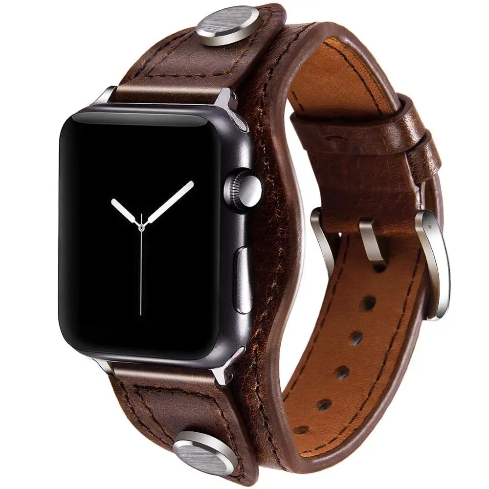 Cinturino In Vera Pelle Per Apple Watch Series 8 7 6 Se 5 4 Ultra Cuff Bracciale Correa Apple Watch Band 45Mm 41Mm 40Mm 42Mm 44Mm