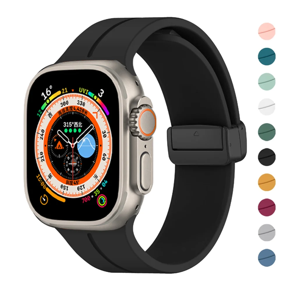 Cinturino In Silicone Per Apple Watch Series 7 8 Se 6 5 4 3 44Mm 40Mm 45Mm 41Mm 42Mm 45Mm Correa Bracciale Apple Watch Ultra Band 49Mm