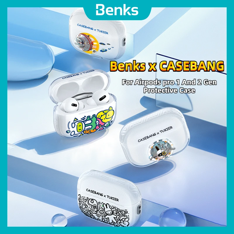 Benks X Casebang Usato Insieme Per Airpods Pro 1 Custodia Protettiva Di 2 Gen Apple Bluetooth Cuffie Soft Shell In Silicone Con Cordino