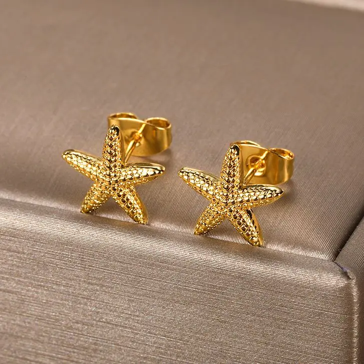 Orecchini A Bottone Con Stelle Marine Grandi Per Le Donne Orecchini A Conchiglia Di Mare Orecchini Rotondi Ocean Summer Beach Jewelry Best Friend Rega