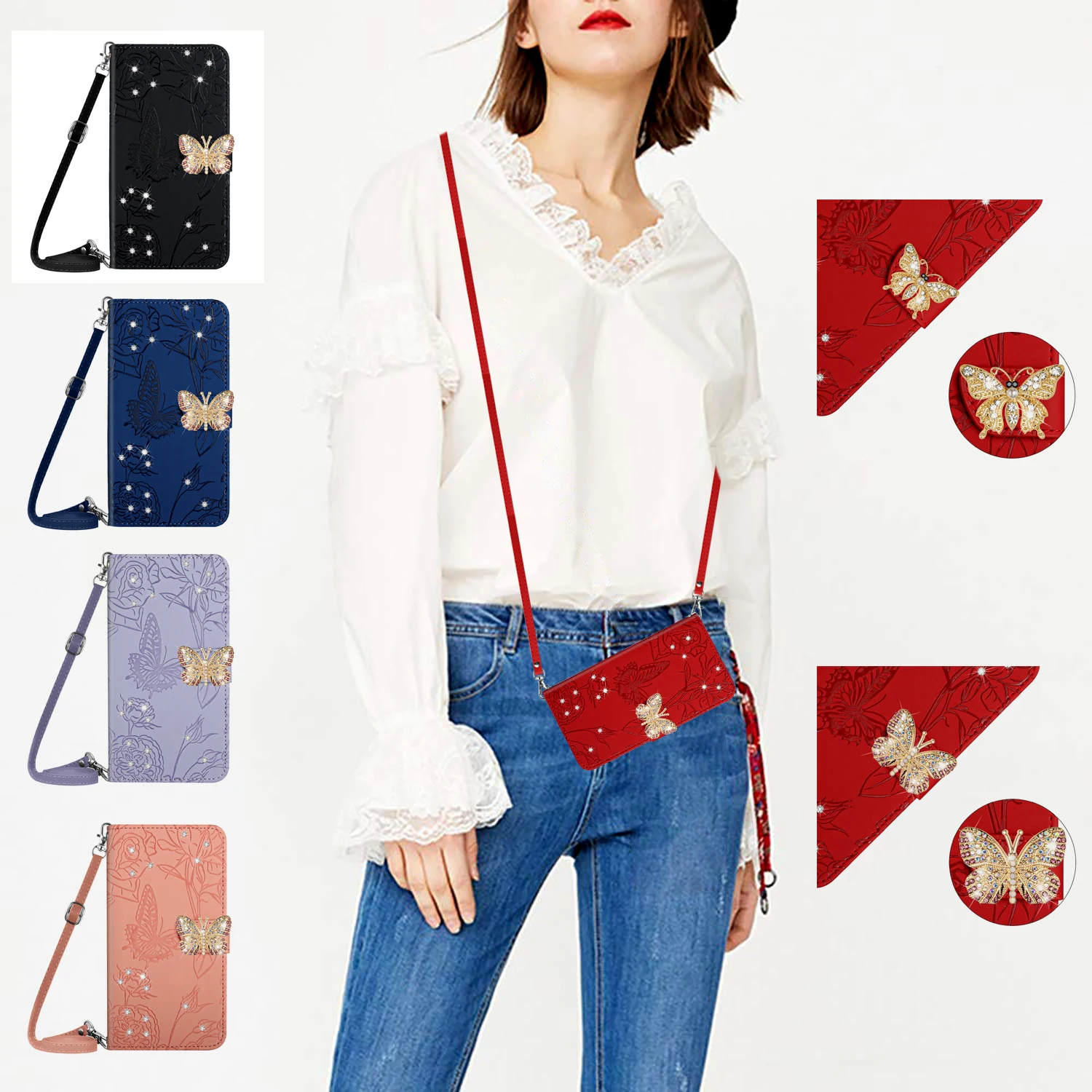 Custodie Per Telefoni Per Samsung Galaxy Xcover6 Pro Custodia Butterfly Glitter Cute Geometric Marble Wallet Holster Magnetic Flip Cover