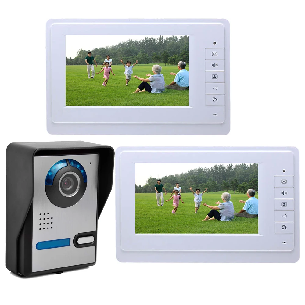 Yobang Security Home Security 7''Pollici Monitor Cablato Videocitofono Campanello Ingresso Citofono 1 ~ 2 Monitor + 1 Kit Fotocamera