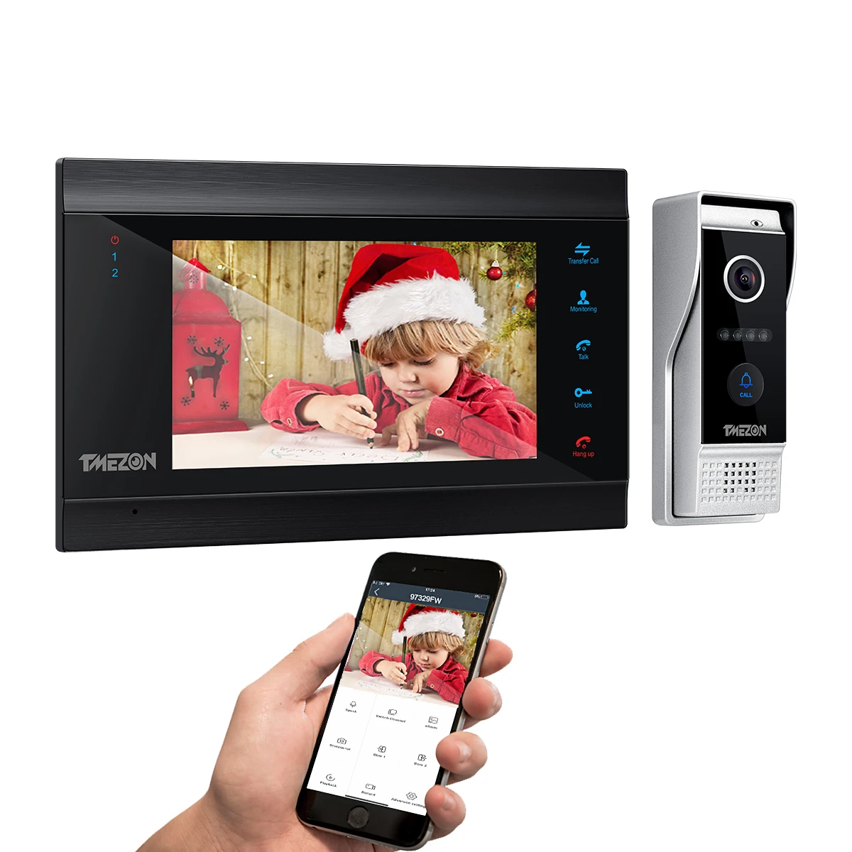 Tmezon 1080P Videocitofono Home Intercom System Wireless Wifi Smart Ip Video Campanello 7 Pollici Con Campanello Cablato Tuya App