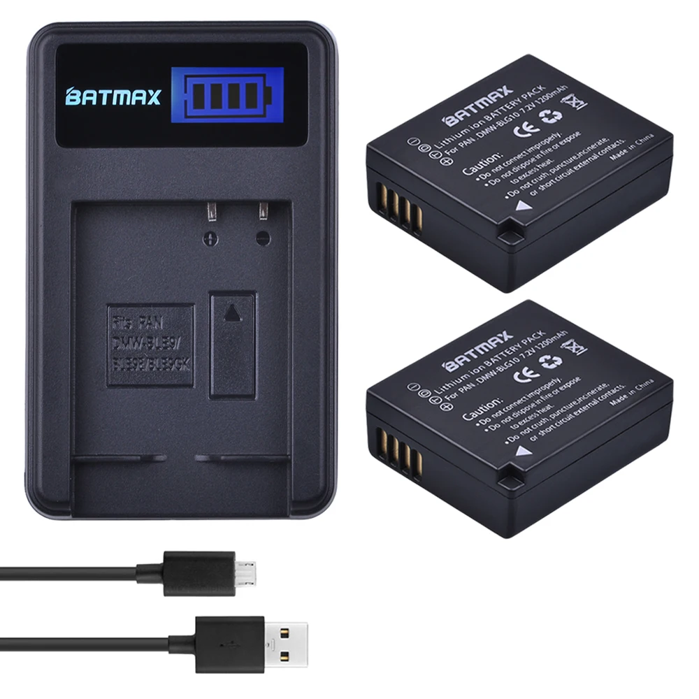 2X Dmw-Blg10 Blg10 Dmw Blg10E Bpdc15 Batteria + Caricabatterie Lcd Per Panasonic Lumix Gf6,Gx7,Gx80,Gx85,Gx7 Mark Ii,Lx100,D-Lux