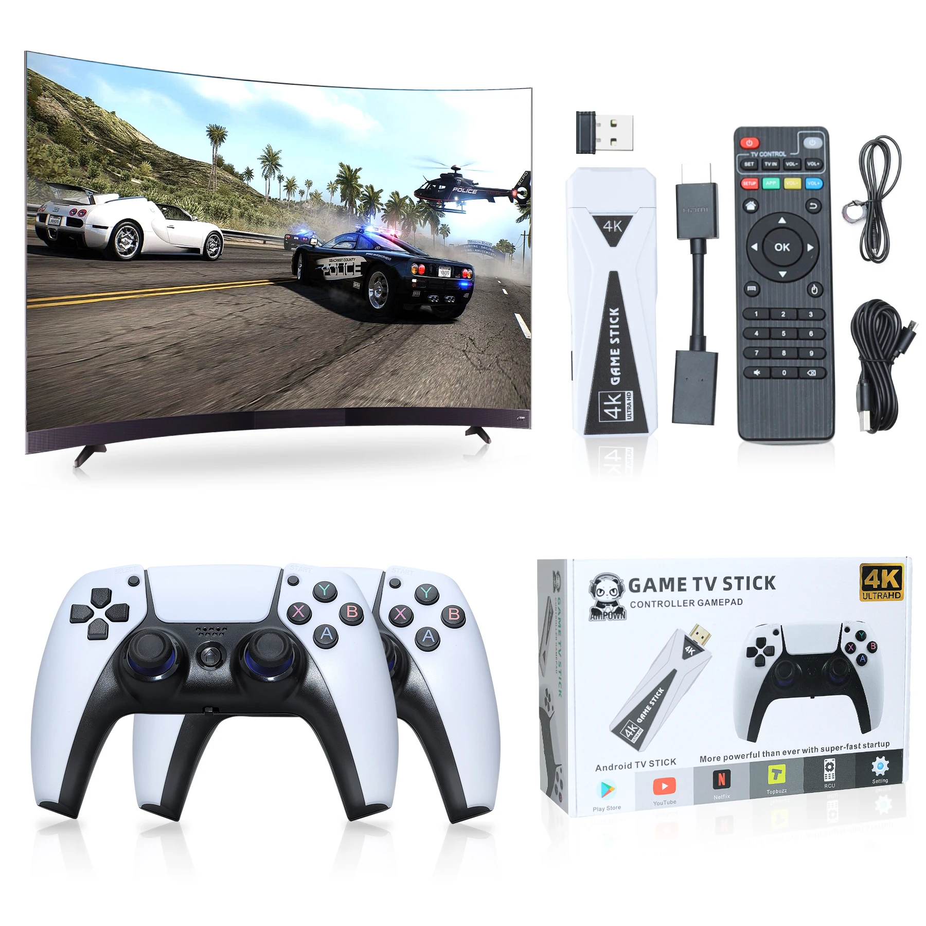 Game Stick 4K 10000 Giochi Giochi Retrò Console Video U10 10000 Giochi Integrati Per Psp Ps1 Gba Neogeo Con 2 Controller Tv Stick