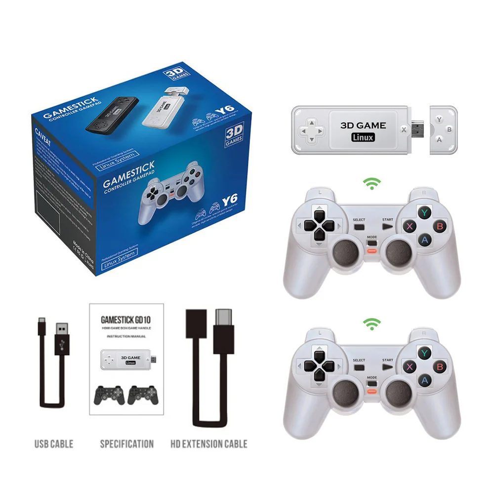Nuovi Lettori Di Videogiochi Portatili Y6 Controller Di Gioco Portatili Retrò Hd Console Tv Gaming Stick 40 Emulatore 10000 + Giochi
