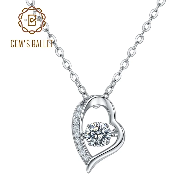 Gem'S Balletto Moissanite Del Diamante Del Pendente Del Cuore Della Collana Per Le Donne 925 Gioielli In Argento Sterling Moissanite 5.0 Millimetri D 