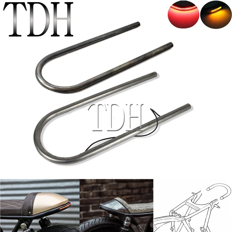 Flat 1 "Tube Rear Seat Hoop Cafe Racer Frame Loop Led Fanale Posteriore Freno Indicatore Di Direzione Per Chopper Scrambler Suzuki Yamaha Cb Cl Xs