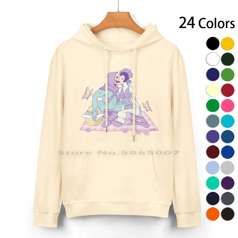 Skeletor Loves Evil-Lyn Felpa Con Cappuccio In Puro Cotone Maglione 24 Colori Masters Of The Universe He Man Skeletor Evil Lyn Fantasy Pastels