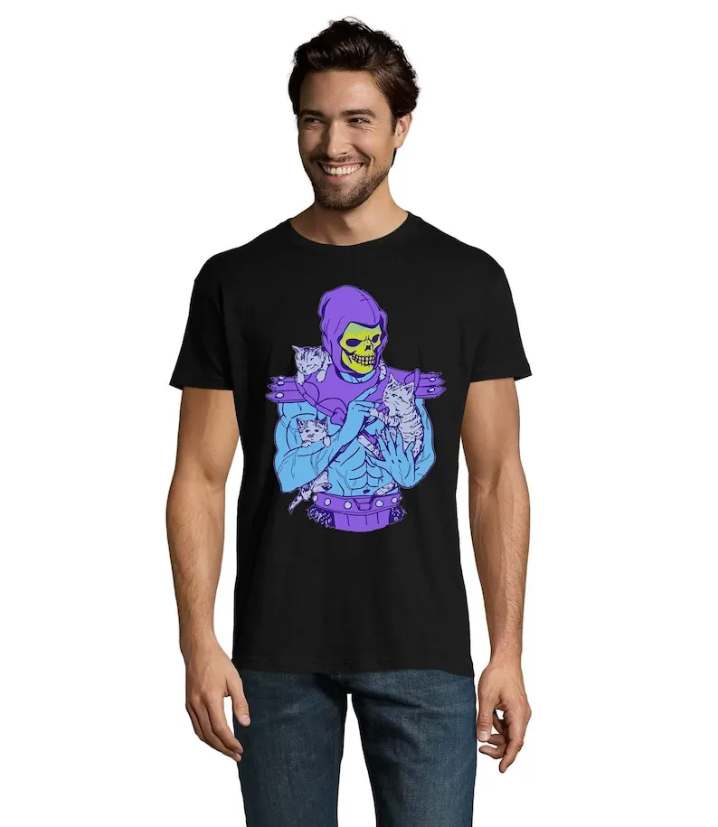 Cute Little Cats Kittens He Man And The Masters Of The Universe Skeletor Cats T-Shirt Unisex In Cotone Da Uomo