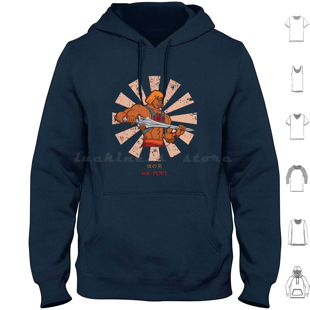 He Man Retro Giapponese Felpe Con Cappuccio Manica Lunga He Man Heman He Man Skeletor Masters Universe Grey Skull Greyskull Enteria