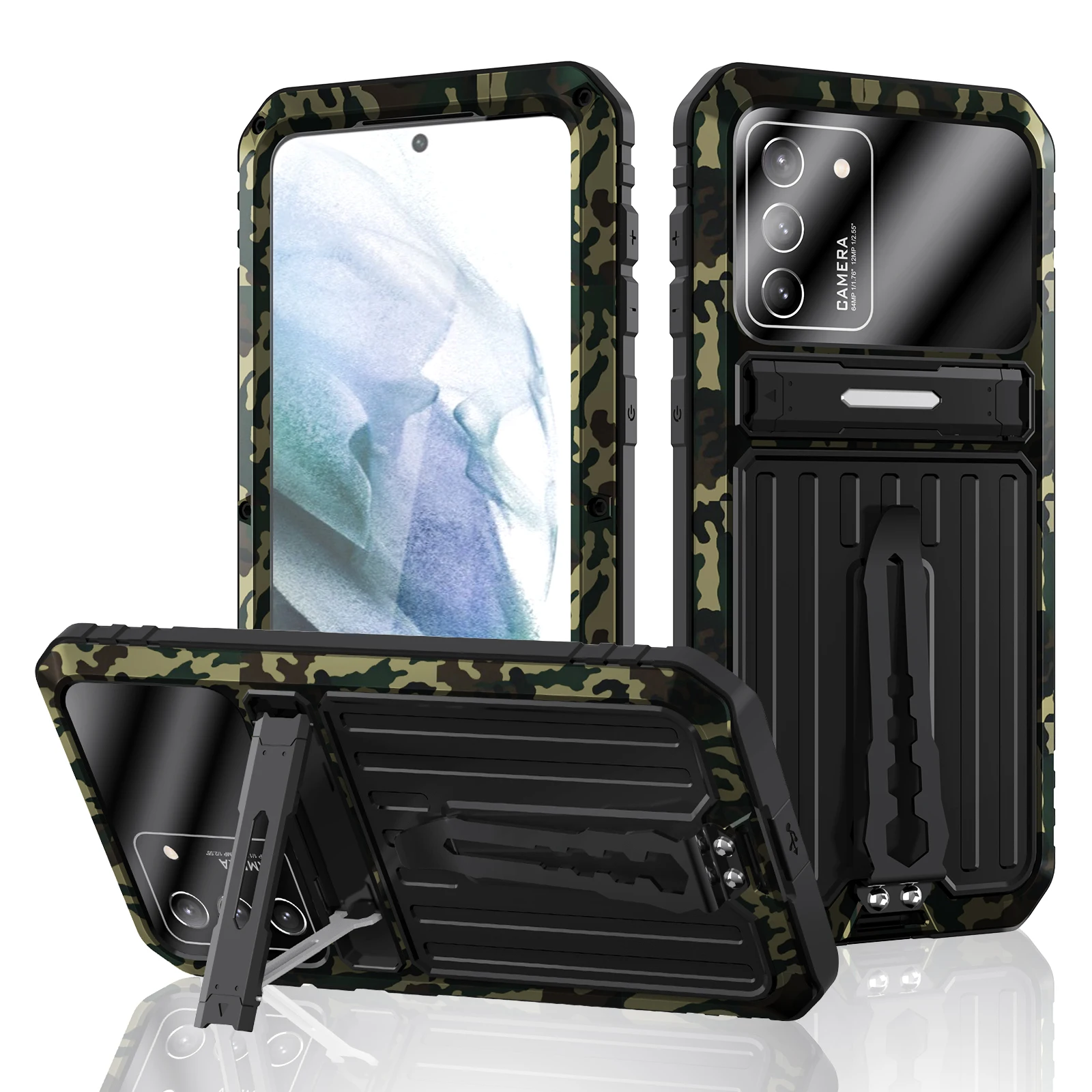 Powerful Metal Case For Samsung Galaxy S21 Ultra S21 Plus S21Fe 5G Case Shock Dirt Proof Water Resistant Foldable Bracket Cover