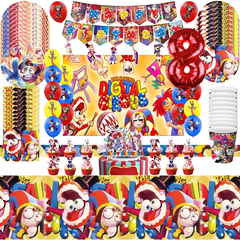 The Amazing Digital Circus Birthday Party Supplies Banner Balloon Stoviglie Sfondo Baby Shower Party Decoration