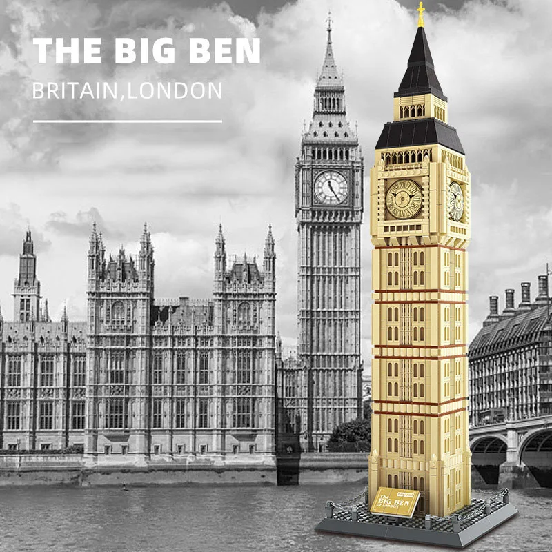 Famoso Punto Di Riferimento Architettura Modello Block Inghilterra London Clock Tower Big Ben Building Brick Toys Collection Per Regali