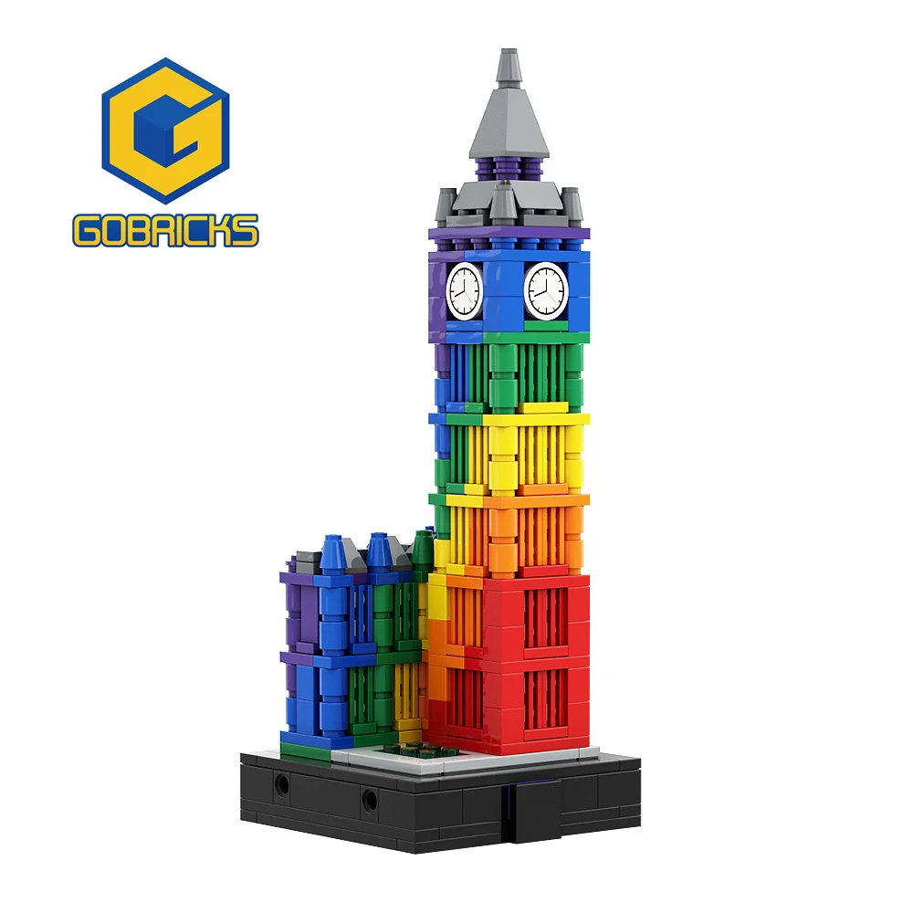 Gobricks The Clock Tower Architecture Buiding Blocks Famosa Gran Bretagna Colorful Big Ben Assemblato Modello Giocattolo Educativo Bambini Gfit