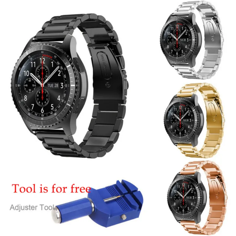 Cinturino Per Cinturino In Acciaio Inossidabile Per Samsung Gear S3 Smart Watch Band Link Bracciale Classic Black Gold Per Samsung S2 Watch Belt
