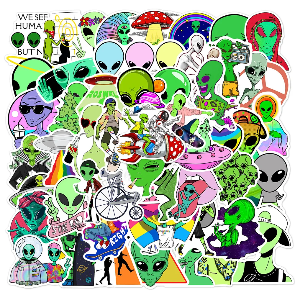 10/30/50Pcs Adesivi Per Lo Spazio Esterno Decalcomanie Estetiche Alien Ufo Astronaut Rocket Ship Planet Sticker Laptop Fai Da Te Scrapbooking Laptop