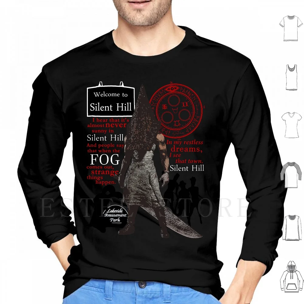 Silent Hill Felpe Con Cappuccio Manica Lunga Silent Hill Pyramid Head Fog Darkness Town Welcome Silent Hill 2 Silent Hill 3 Silent