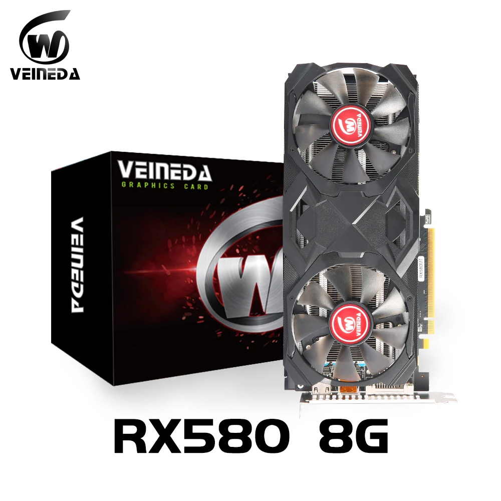 Veineda Rx 580 Scheda Grafica Da 8Gb Gaming Gddr5 256Bit Pci Express 3.0X16 Gpu Computer Mining Eth Hashrate 28-30Mh/S Ricondizionato