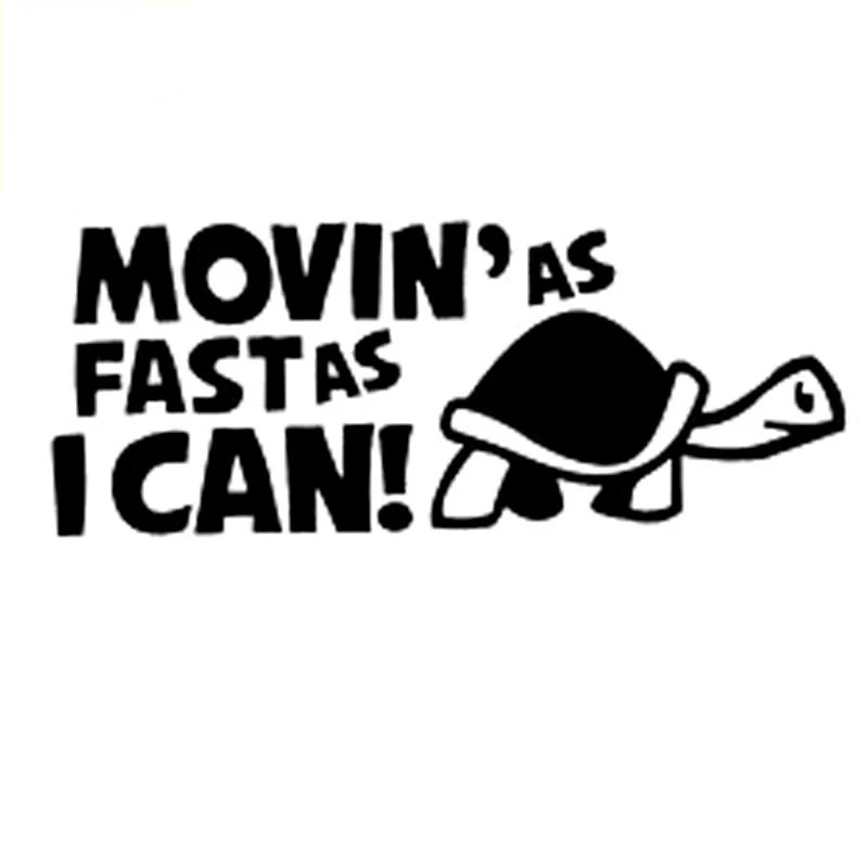 Jp Cartoon Tortoise Car Decal For Moving Auto Parts As Fast As I Can Modern Creta Vw Beetle Vinyl Waterproof Sticker, 15Cm * 6Cm