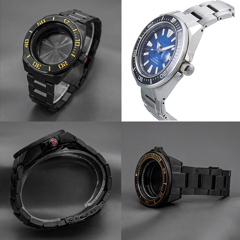 Black King Samurai Prospex Series Cinturino Per Cinturino Con Cassa Dell'Orologio Per Seiko 4 R35 4 R36 Nh35 Nh36 Vetro Zaffiro Con Movimento Automati