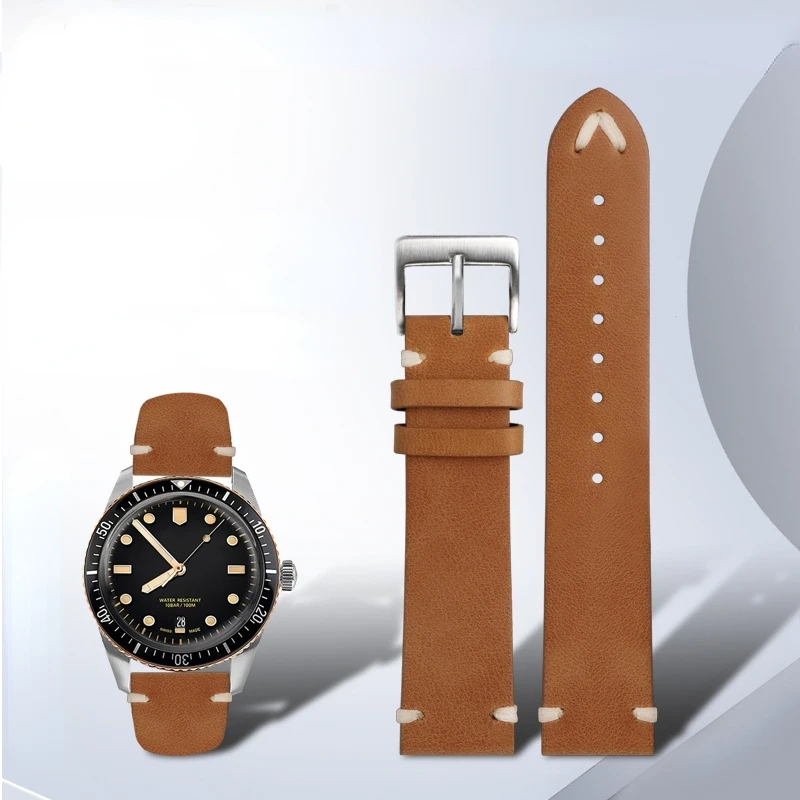 Cinturino Per Orologio In Vera Pelle Per Oris 65 Diving Series Anello In Rame Corona Grande Accessori Per Cinturini Morbidi E Confortevoli 20Mm 22Mm