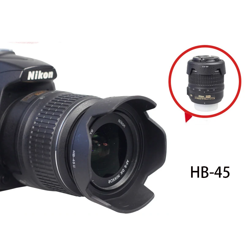 52M Nikon Af-S 18-55 Vr Camera Hb-45 Obiettivo Cofano Obiettivo D3300 D3200 D3100 D3000 Dslr D5000 D5100 D5200 D5300 Fotocamera 52Mm Accessori