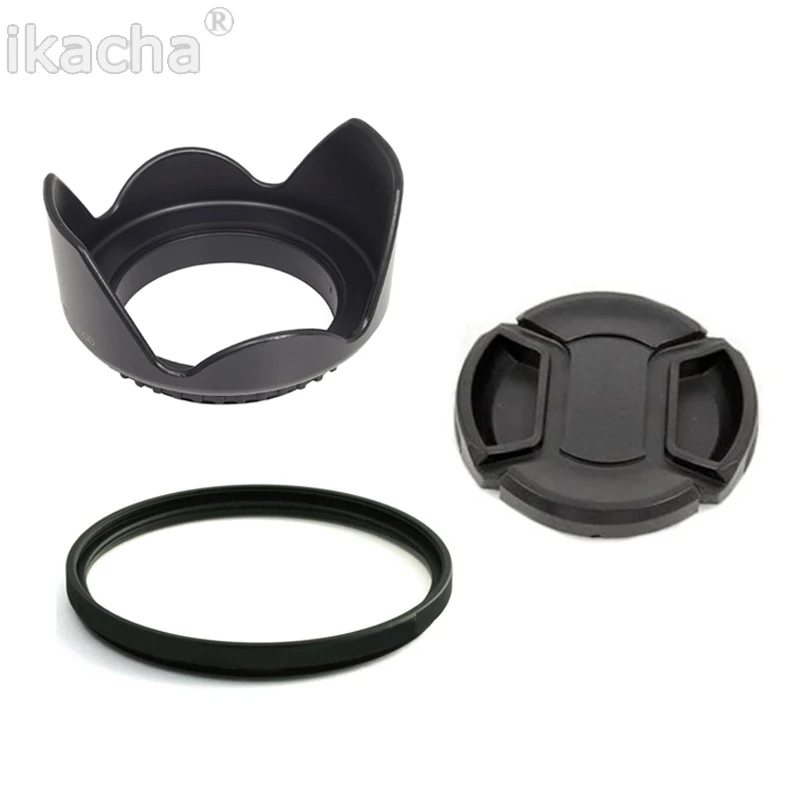 55Mm Fiore Lens Hood + Lens Cap + Filtro Uv Per Nikon D5600 D5500 D5300 D3300 D7500 D3400 D750 D5 Per Nikon Af-P 18-55Mm Lente