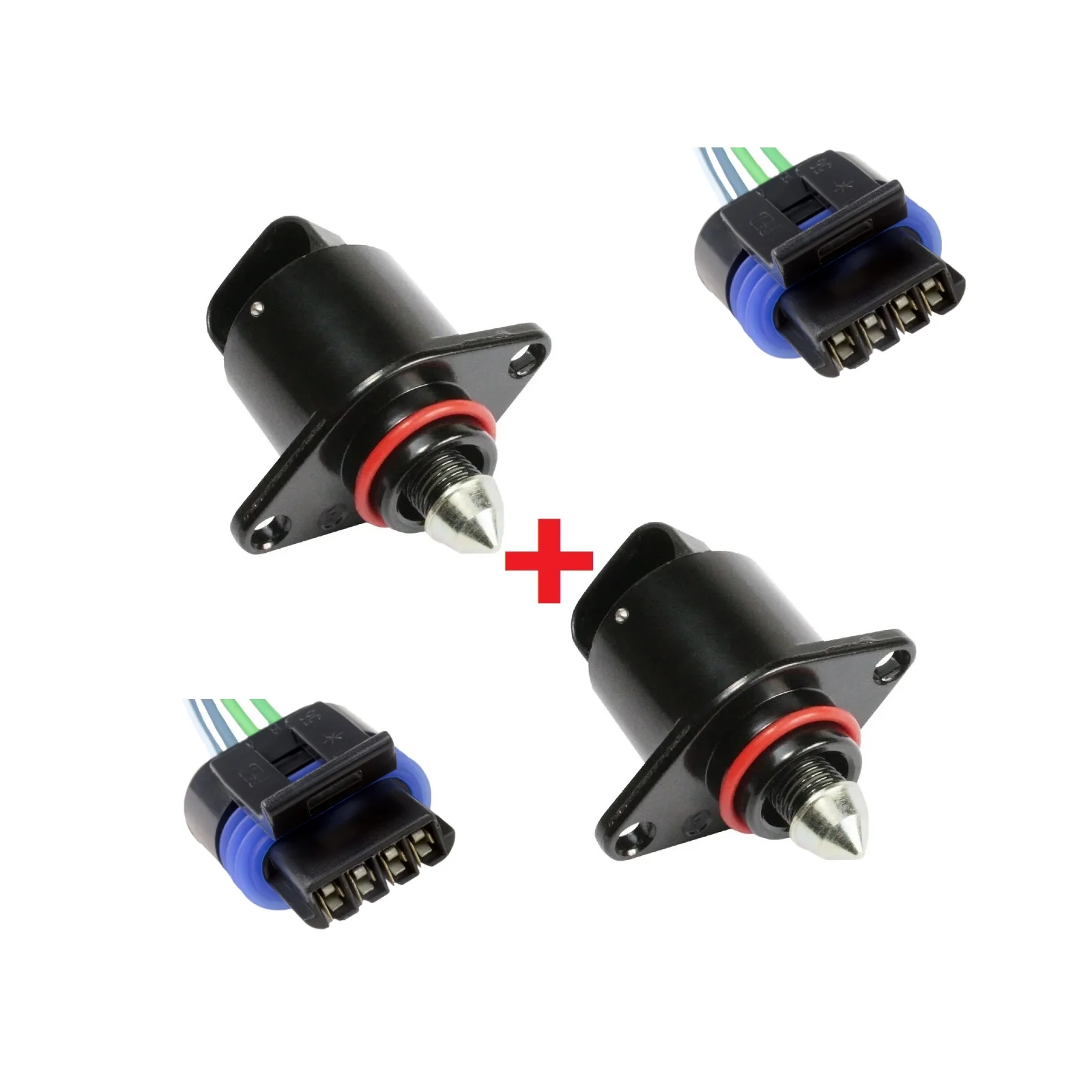 2 X Controllo Aria Inattiva (Iac) Modulo Valvola Motore + Connettore Per Harley-Davidson Dyna Softail Touring Twin Power 27658-06 / 2765806