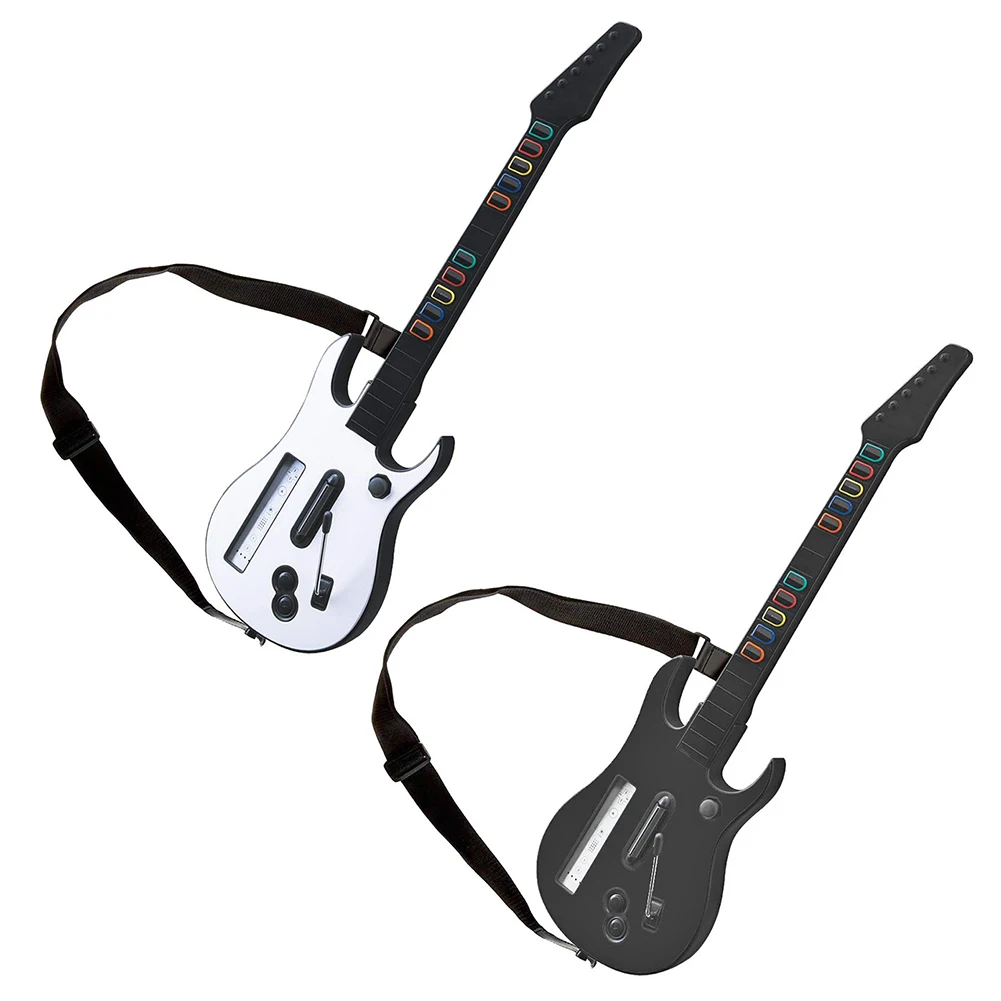 Guitar Hero Controller Wireless Con Cinturino Regolabile Per Wii Guitar Hero Rock Band 3 2 Gamepad Remoto Joystick Console Nero