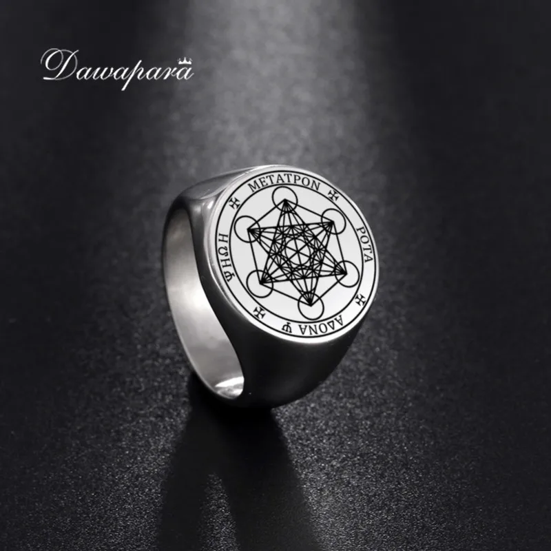 Dadapara Archangel Metatron Angel Of Life Seal Salomone Punk Ring For Men Gioielli In Acciaio Inossidabile Viking Fall Angel Rings
