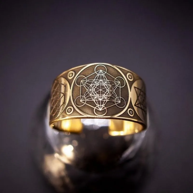 Vintage Archangel Metatron Warrior Knight Angel Of Life Seal Anelli Regolabili Per Uomo Salomone Kabbalah Ring Amuleto Estetico