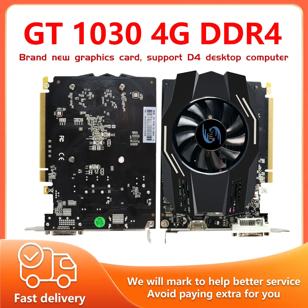 Gt 1030 Scheda Grafica Per Computer Ddr4 Da 4Gb 64Bit Pci 4.0X4 Scheda Video Di Gioco Gpu Placa De Video