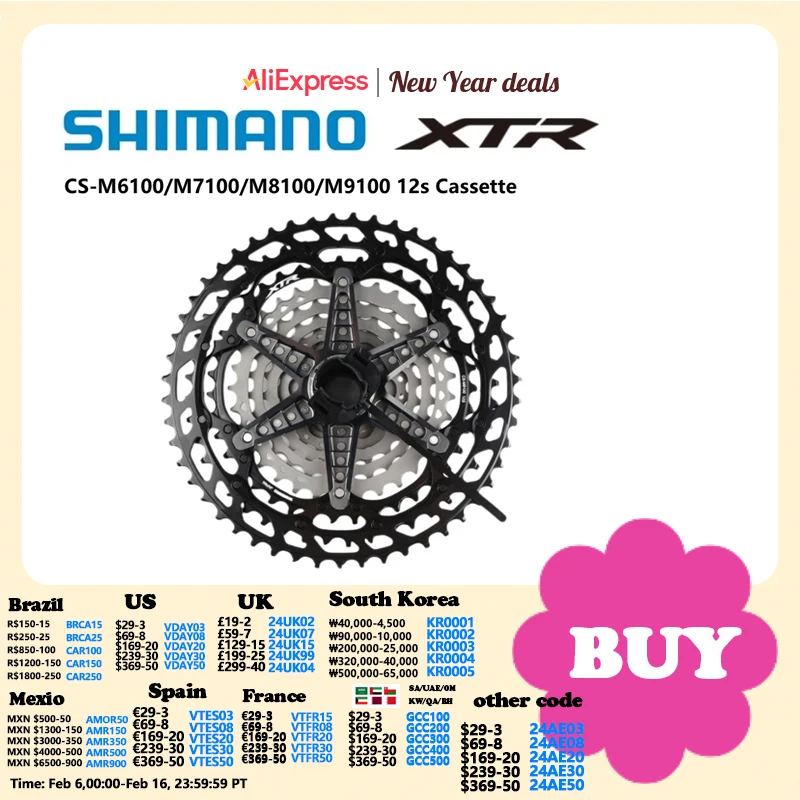 Shimano Deore Slx Xt Xtr Series Cassette M6100 M7100 M8100 M9100 12 S Per Parti Di Guida In Mountain Bike 12 Velocità 10-51T 10-45T