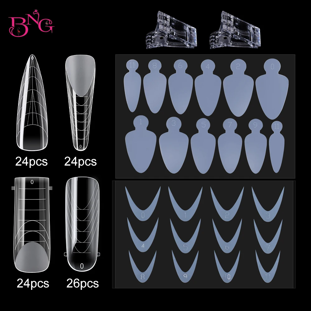 98Pcs Dual Forms Nails Kit 24 Pezzi Cuscinetti In Silicone Acrilico Nail Extension Forms Top Mold Per Poly Nail Gel Con 2 Pezzi Clip Manicure