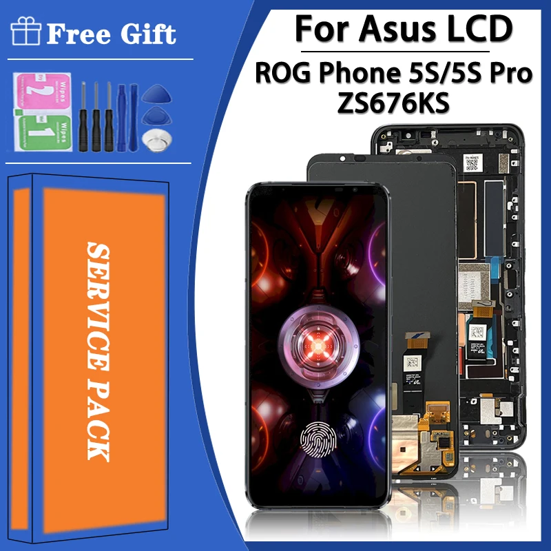 6.78 "Amoled Originale Per Asus Rog Phone 5S Zs676Ks Display Lcd Touch Screen Digitizer Assembly Per Rog Phone 5S Pro 5Spro Lcd