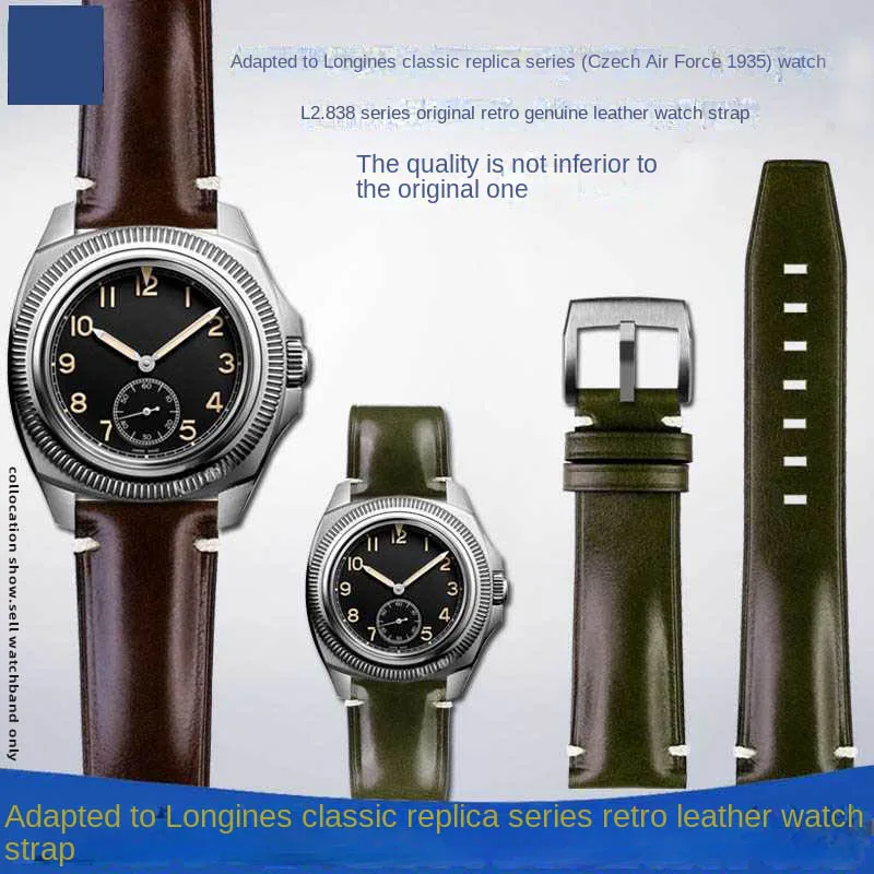Per Longines La Classica Serie Replica L2.838 Dell'Aeronautica Ceca 1935 Cinturino Per Orologio Da Uomo In Pelle Vintage Pilota 22X19Mm