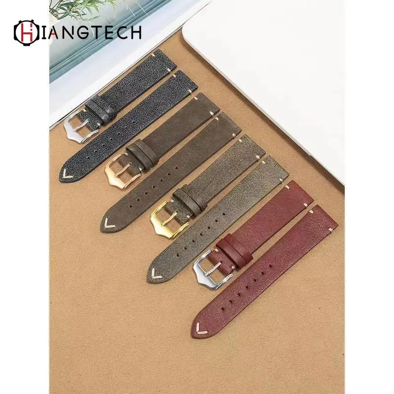 Cintura In Pelle Incrinata Per Longines/ Radar/ Captain Cook /Oris/Citrina Bracciale Stile Retrò 20Mm 22Mm Cinturino Classico Retrò