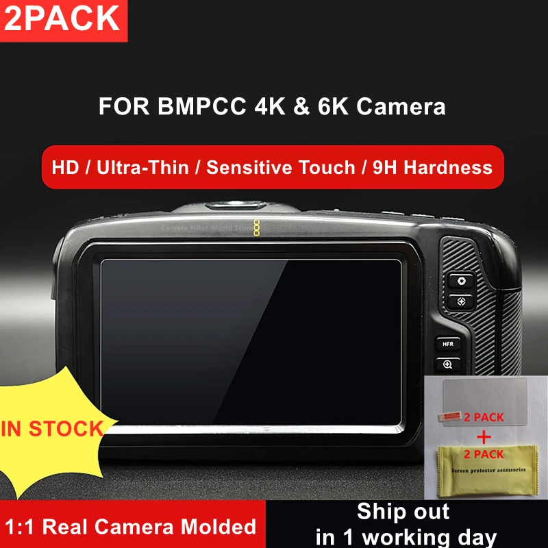 2Pcs Bmpcc 4K / 6K Camera 9H Camera Protezione Dello Schermo In Vetro Temperato Lcd Protezione Per Blackmagic Design Pocket Cinema Camera 4K